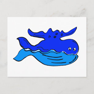 Blue Whale Cartoon Postcard