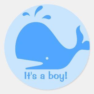 Blue whale cartoon small stickers for baby showers