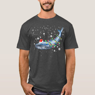 Blue Whale Christmas Color Lights Xmas T-Shirt