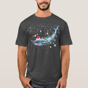 Blue Whale Christmas Colour Lights Xmas T-Shirt