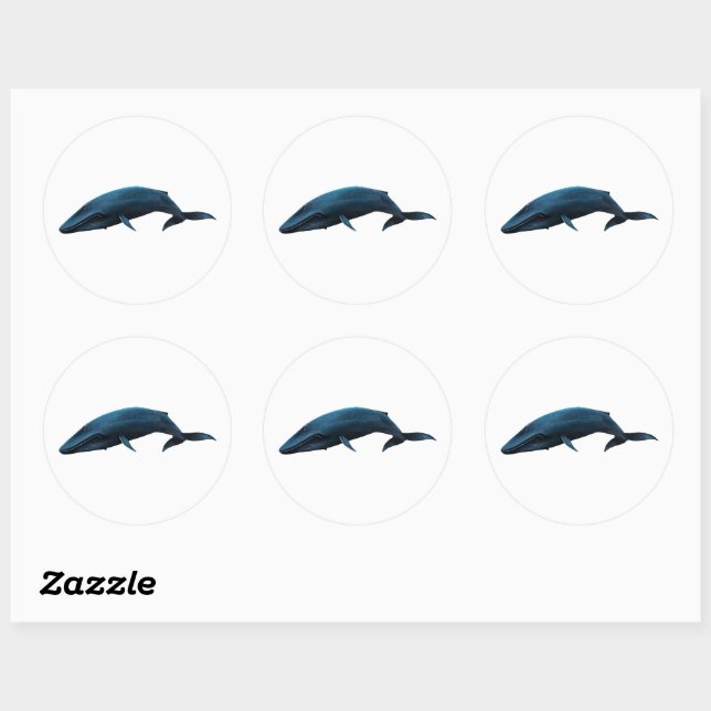 BLUE WHALE CLASSIC ROUND STICKER (Sheet)