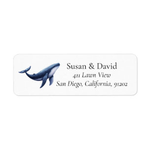 Blue Whale Coastal Return Address Label