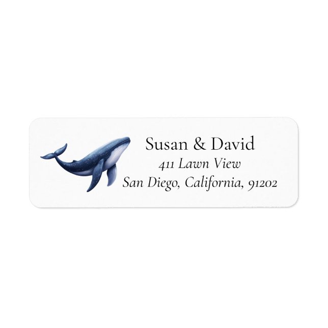 Blue Whale Coastal Return Address Label (Front)
