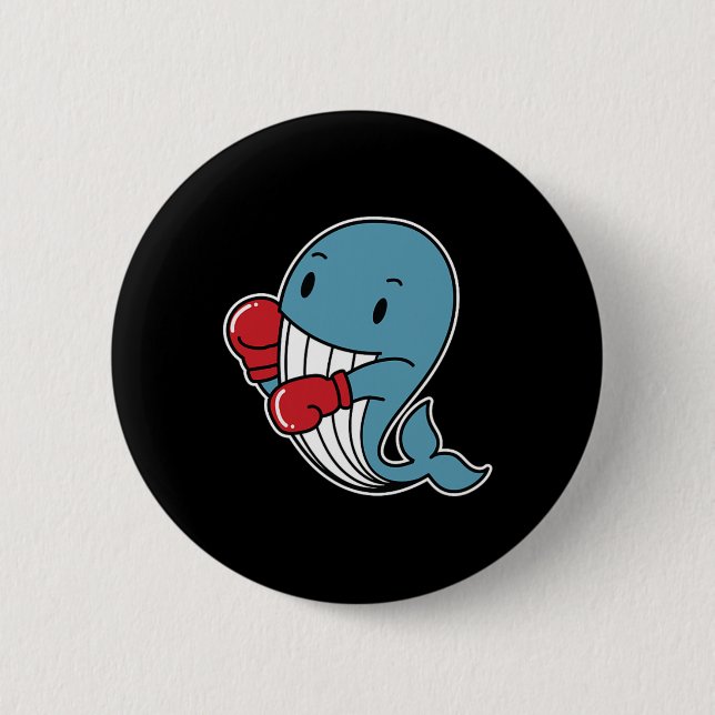 Blue Whale Does Boxing  6 Cm Round Badge (Front)