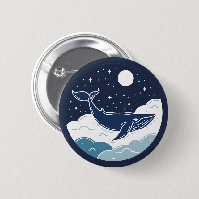 Blue Whale Dream 6 Cm Round Badge (Front & Back)