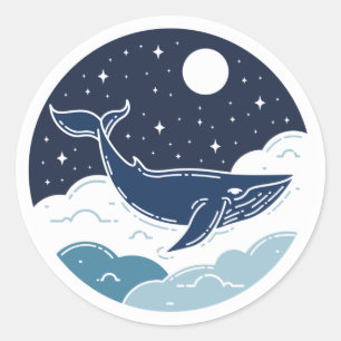 Blue Whale Dream Classic Round Sticker