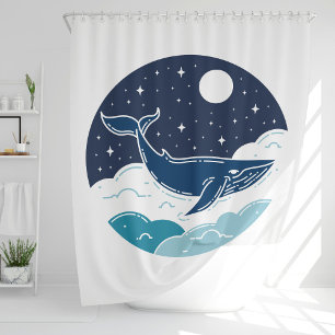 Blue Whale Dream Shower Curtain