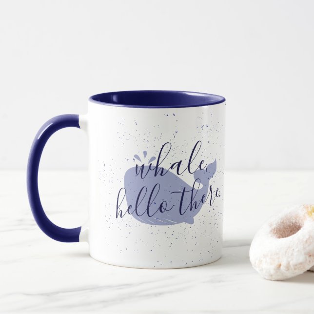 Blue Whale, Hello There Coffee Mug (With Donut)