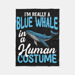 Blue Whale In Human Costume Funny Fleece Blanket
