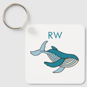 Blue Whale Monogram  Key Ring