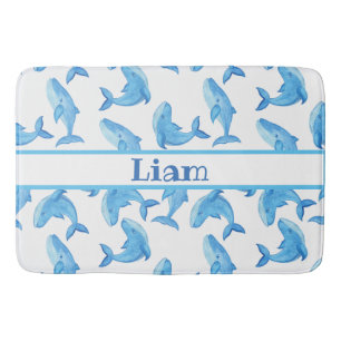 Blue Whale Name Ocean Sea Beach Bath Mat
