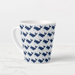 Blue Whale, Nautical Latte Mug