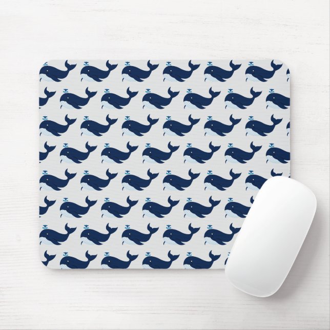 Blue Whale, Nautical Mouse Pad (With Mouse)
