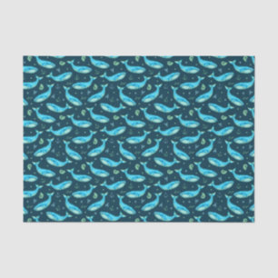 Blue Whale Nautical Ocean Beach Cute Pattern Tissue Paper