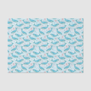 Blue Whale Nautical Ocean Beach Cute Sea Teal Tissue Paper