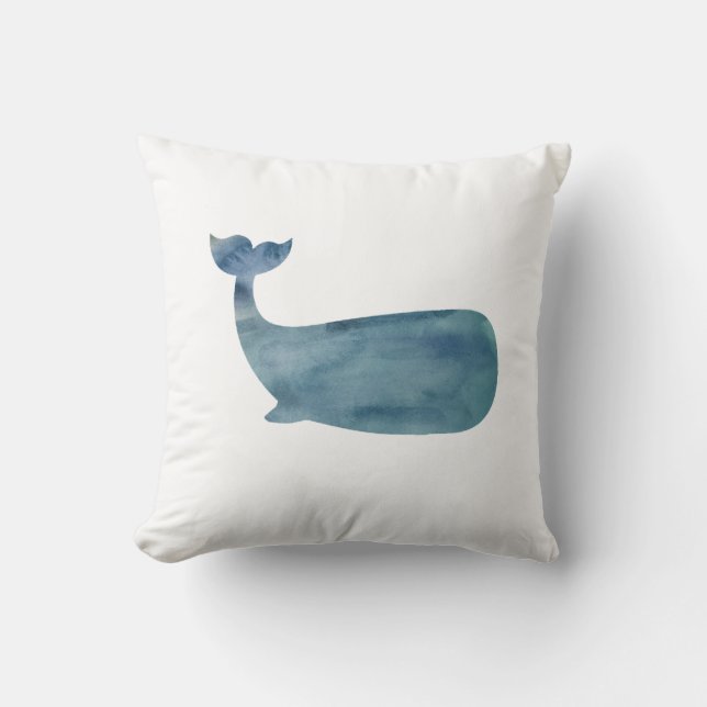 Blue Whale Nautical Pillow (Front)