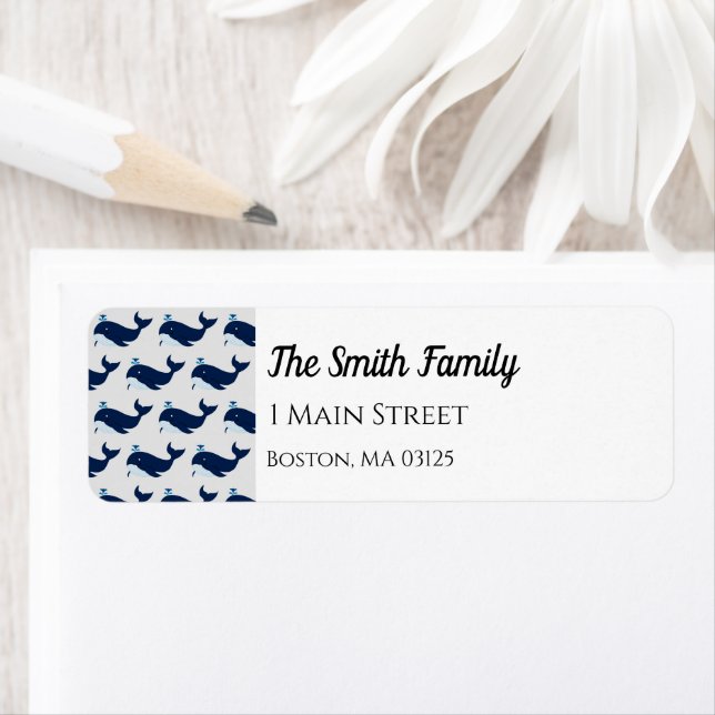 Blue Whale, Nautical Return Address Label (Insitu)