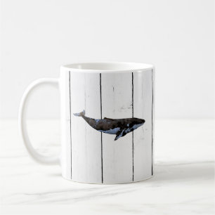 Blue Whale Nautical Shiplap Rustic Coffee Mug