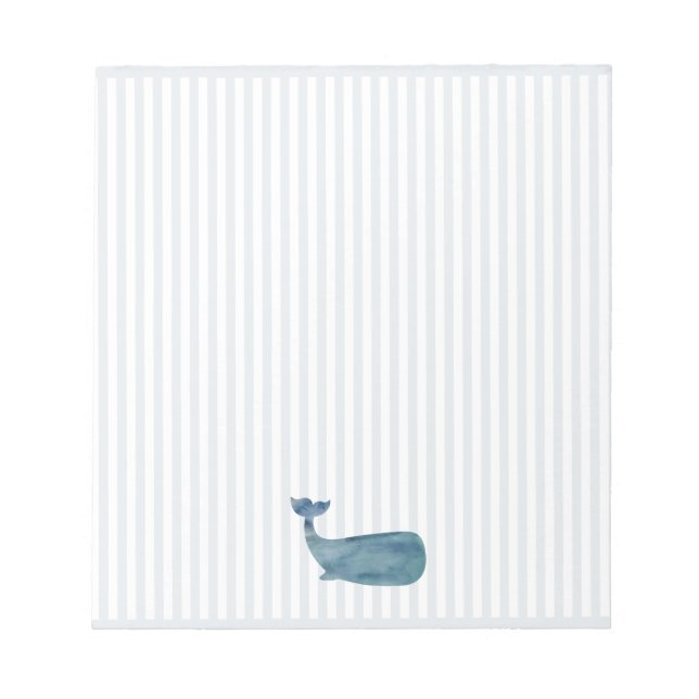 Blue Whale Nautical Stripe Notepad (Front)