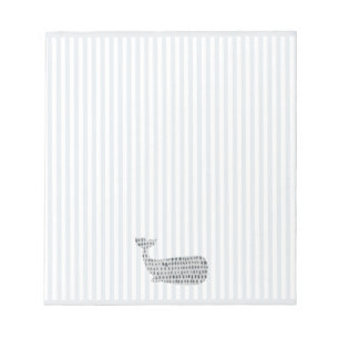 Blue Whale Nautical Stripe Notepad
