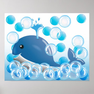 Blue whale nursery wall art