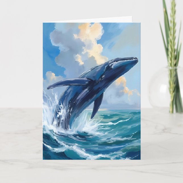 Blue Whale Ocean Animal Card (Front)