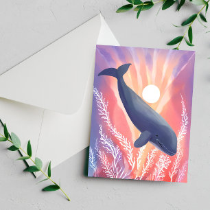 Blue Whale   Ocean Hues Watercolor Animal Card