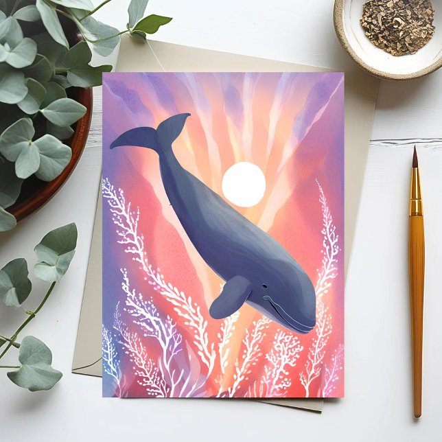 Blue Whale | Ocean Hues Watercolor Animal Card (Creator Uploaded)