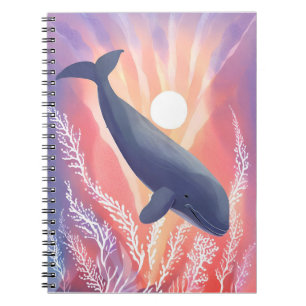 Blue Whale Ocean Hues Watercolor Animal Notebook