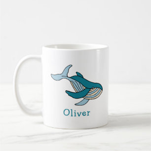 Blue Whale Ocean Personalised Name Coffee Mug