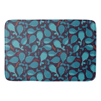 Blue Whale Pattern Bath Mat