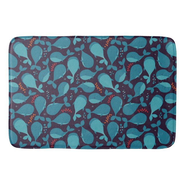 Blue Whale Pattern Bath Mat (Front)