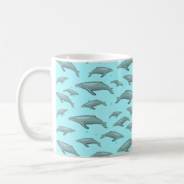 Blue Whale Pattern Coffee Mug (Left)
