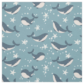 Blue Whale pattern Fabric