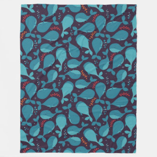 Blue Whale Pattern Fleece Blanket