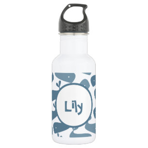 Blue Whale Pattern Kids Name  532 Ml Water Bottle