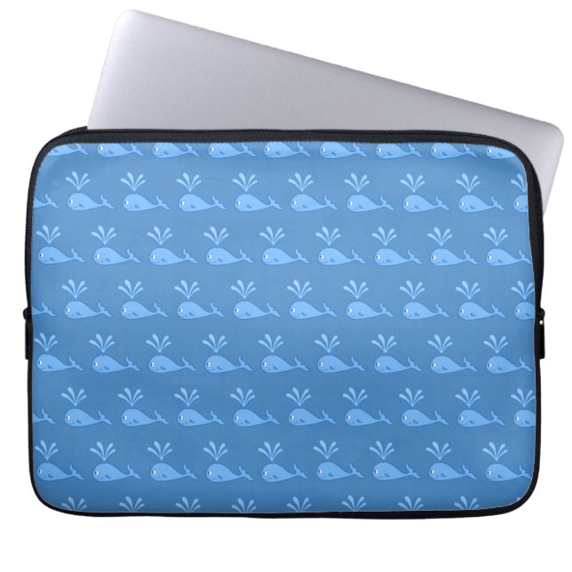 Blue Whale Pattern. Laptop Sleeve (Front)