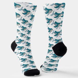 Blue Whale Pattern Neck Tie Socks