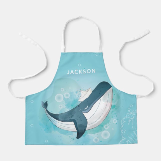 Blue Whale Personalised Apron (Front)