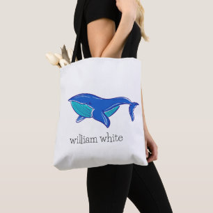 Blue Whale Personalised Cute Tote Bag