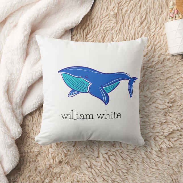 Blue Whale Personalised Throw Pillow (Blanket)