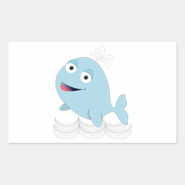 Blue Whale Rectangular Sticker (Front)
