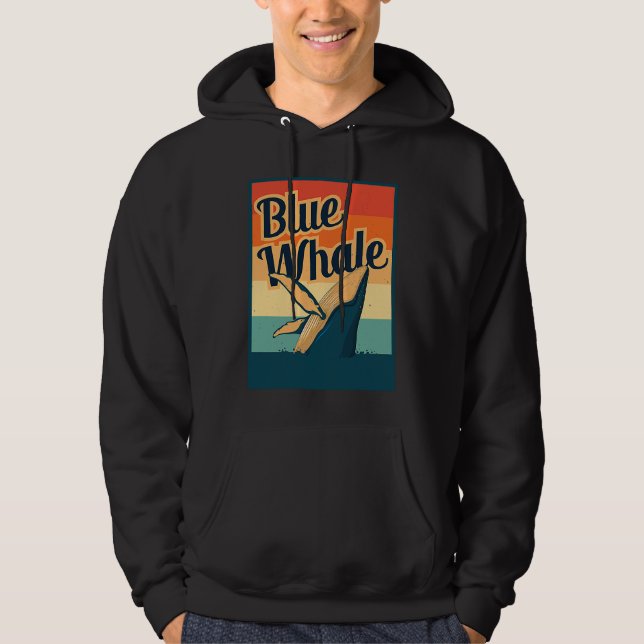 Blue Whale Sea Diving Maritime Waves Nature Protec Hoodie (Front)