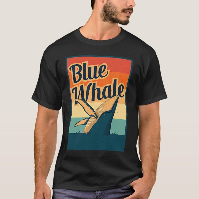 Blue Whale Sea Diving Maritime Waves Nature Protec T-Shirt (Front)