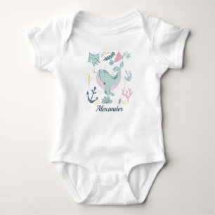 Blue Whale Sea Life Baby Ocean Marine Life Baby Bodysuit