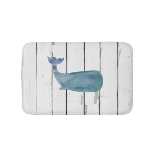 Blue Whale Shiplap Bathroom Decor Bath Mat