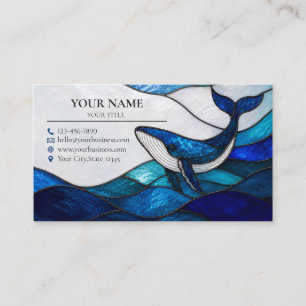 Blue Whale Stained Glass Ocean Business Card