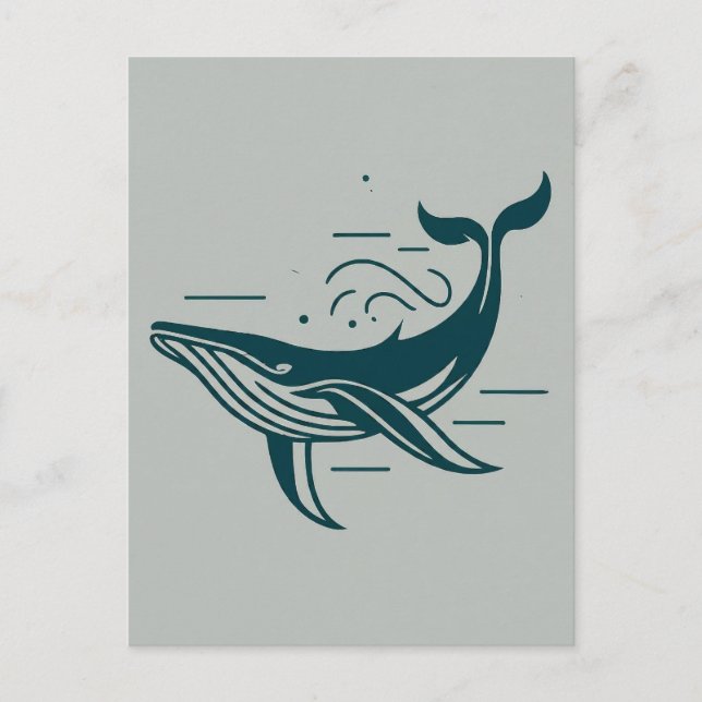 Blue Whale Swimming illustration Postcard (Front)