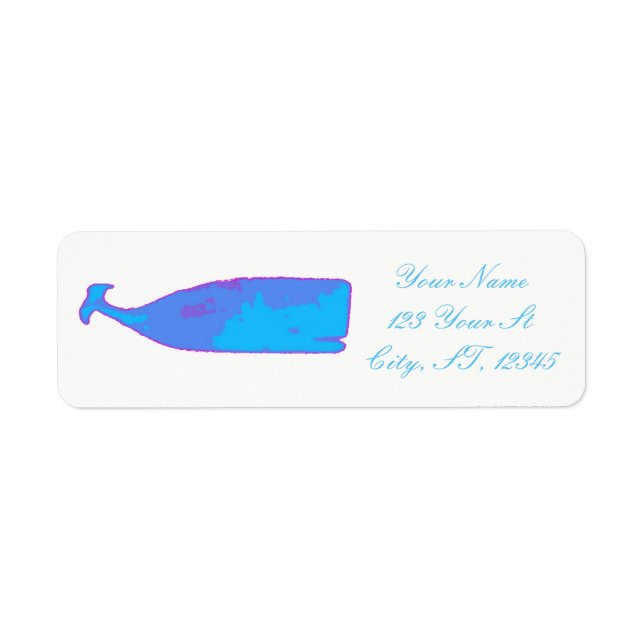 blue whale swimming Thunder_Cove zazzle Return Address Label (Front)