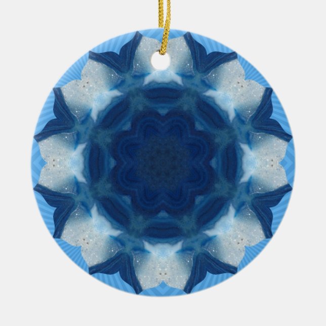 Blue "Whale Tail" Pattern! Ceramic Tree Decoration (Front)